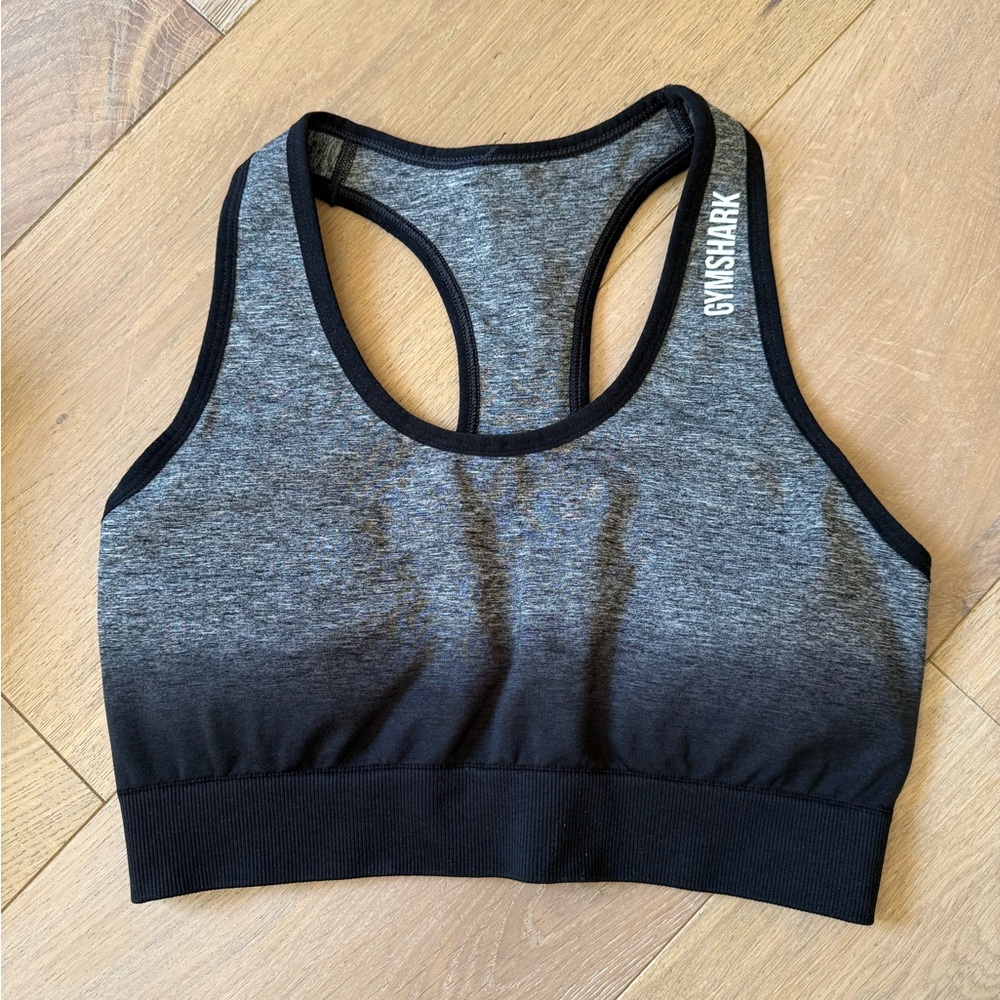 Gymshark Gray and Black Racerback Sports Bra